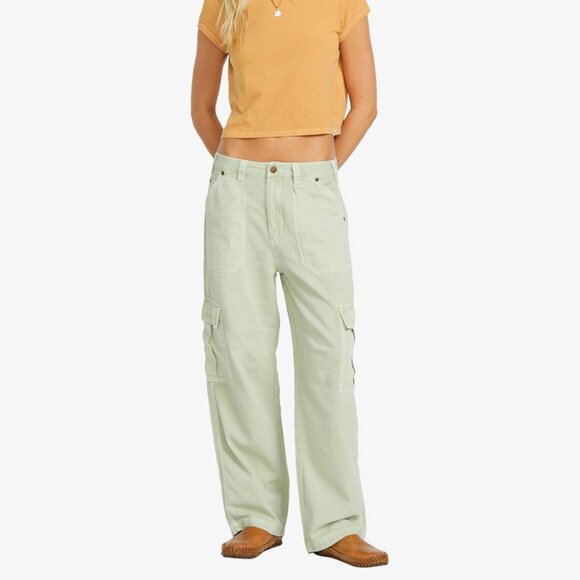 Billabong Walk Along Cargo Pants Pistachio Green Cotton Twill Relaxed Fit - Picture 1 of 16